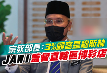 马来西亚宗教部长：3%顾客是穆斯林JAWI监督直辖区博彩店